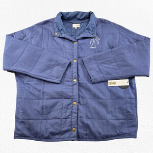 Amuse Society Beach Vida Bling Blue Quilted Cotton Jacket Oversized Sz Large XL